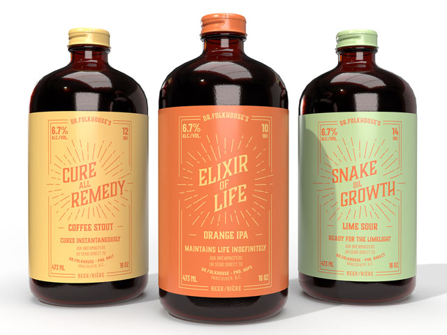 Created by Dr. Folkhouse, the Mixer Elixir beer series is a limited edition set that revolves around the idea of 3 mysterious potions: Elixir of Life Orange IPA, Cure All Remedy Coffee Stout, and Snake Oil Growth Lime Sour and whether or not each of their statements are true.