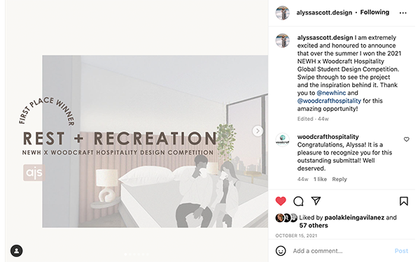 Screenshot of Alyssa's Instagram of "Rest and Recreation"